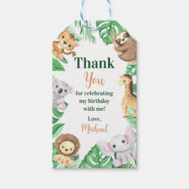 Etiqueta Para Presente Animais de Safari em Aquarela Aniversário de Menin