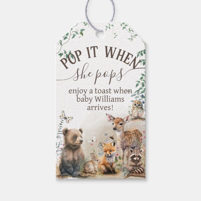 Etiqueta Para Presente Animais florestais Chá verde pop (Frente)