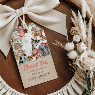 Etiqueta Para Presente Animais Fofos da Savana Festa de Bebê Menina Wild 