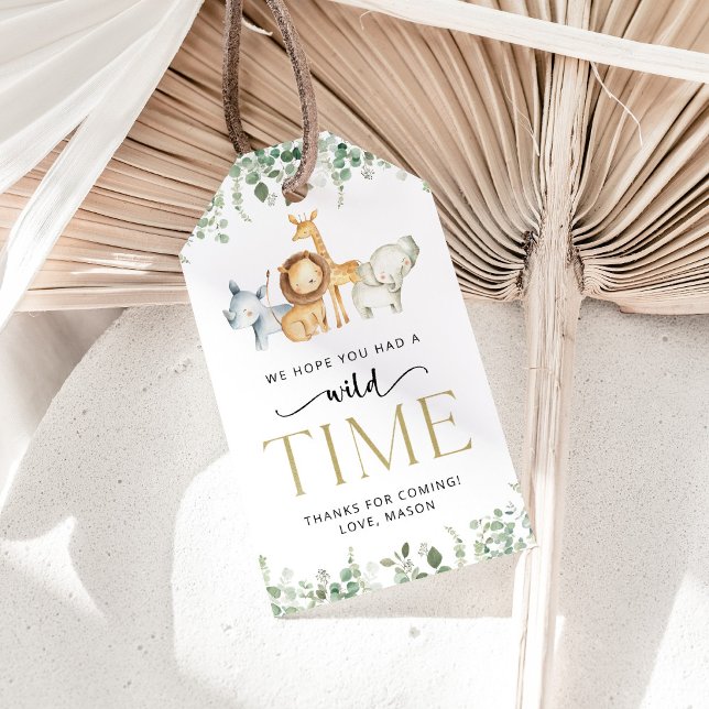 Etiqueta Para Presente Animais Safari, Selva, Selvagem Um, Primeiro Anive (Criador carregado)