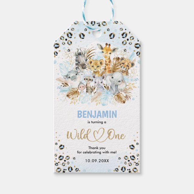 Etiqueta Para Presente Animais Selvagens Dourados e Selvagens Selvagens S (Frente)