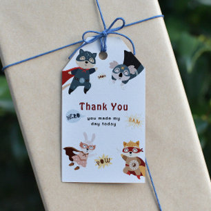 Etiqueta Para Presente Animais Super-Heróis Festa de Aniversário de Crian