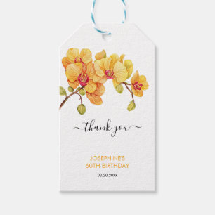 Etiqueta Para Presente Aniversário Botânico da Flor Orquídea Amarela