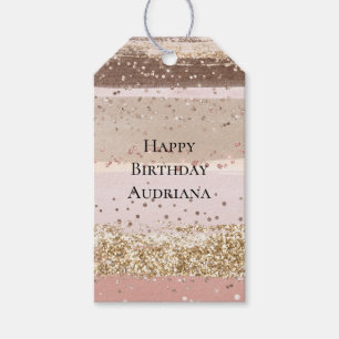 Etiqueta Para Presente Aniversário brilhante Dourado de chocolate cor-de-
