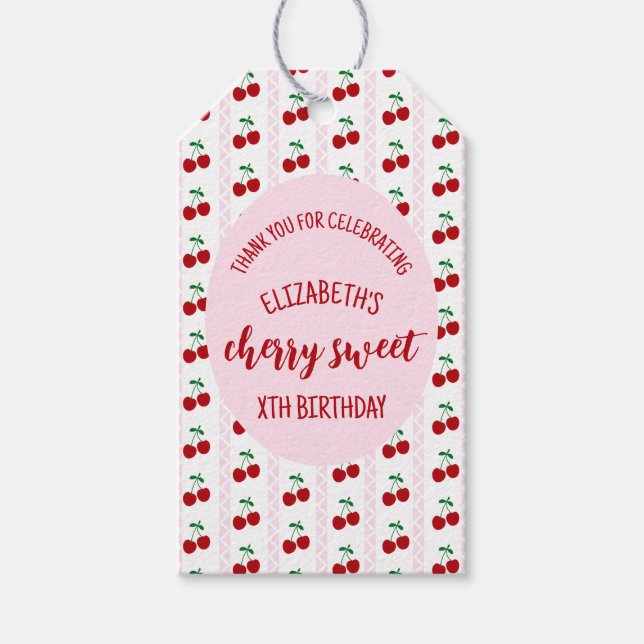 Etiqueta Para Presente Aniversário Cereja Doce (Frente)