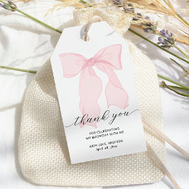 Etiqueta Para Presente Aniversário com Laço Rosa Elegante