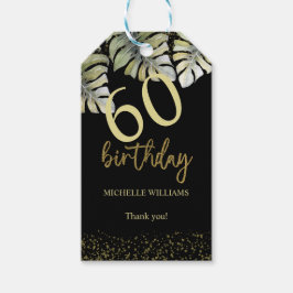 Etiqueta Para Presente Aniversário da Caligrafia de Palma Dourada Elegant