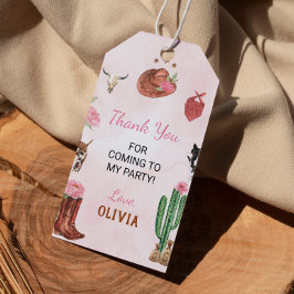 Etiqueta Para Presente Aniversário da Garota Rodeo Ocidental Obrigado Tag