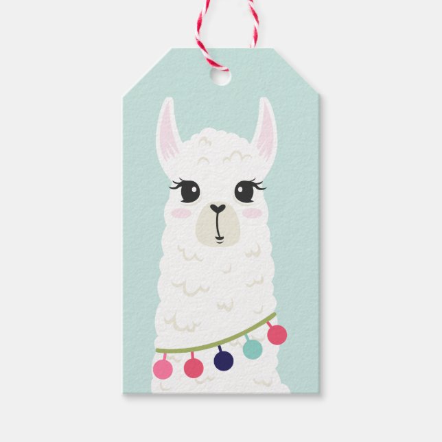 Etiqueta Para Presente Aniversário da Menina Llama Cute (Frente)