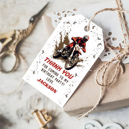 Etiqueta Para Presente Aniversário Da Motocicleta Red Dirt Bike Obrigado