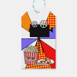 Etiqueta Para Presente Aniversário da Noite de Retrô de Filme com Etiquet