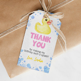 Etiqueta Para Presente Aniversário Da Rapariga De Pato De Borracha Obriga