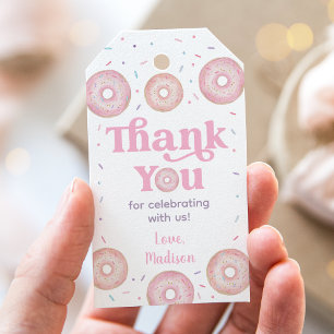 Etiqueta Para Presente Aniversário da Rosquinha Pink Pastel Obrigado