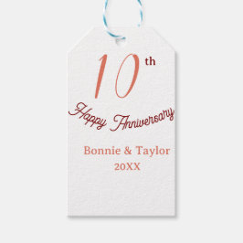 Etiqueta Para Presente aniversário de 10 anos de casamento pêssego pastel