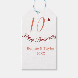 Etiqueta Para Presente aniversário de 10 anos de casamento pêssego pastel