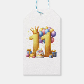 Etiqueta Para Presente Aniversário de 11 anos dourado