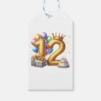Etiqueta Para Presente Aniversário de 12 anos dourado