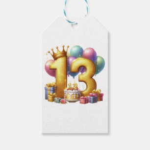 Etiqueta Para Presente Aniversário de 13 anos dourado