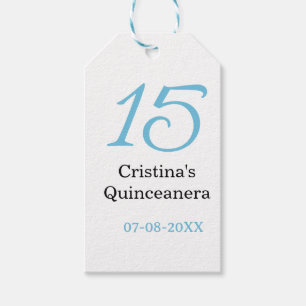 Etiqueta Para Presente aniversário de 15 anos da quinceanera azul preto l