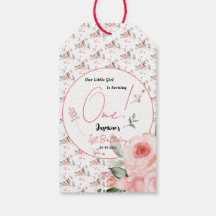 Etiqueta Para Presente Aniversário de 1 ano da Menina com Aquarela Elegan
