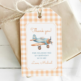 Etiqueta Para Presente Aniversário de 1 ano do Avião Tempo Gingham