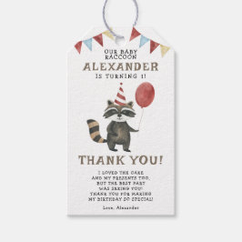 Etiqueta Para Presente Aniversário de 1 ano do Guaxinim Aquarela