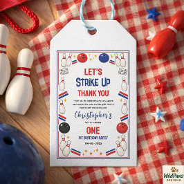 Etiqueta Para Presente Aniversário de 1 ano do Retro Bowling - Crianças D