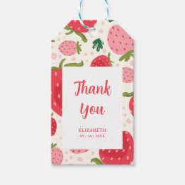 Etiqueta Para Presente Aniversário de 1 ano Menina Vermelho Rosa Morango