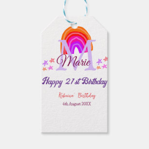 Etiqueta Para Presente Aniversário de 21 anos cor-de-rosa feliz adiciona