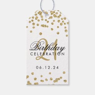 Etiqueta Para Presente aniversário de 21 anos Dourada Faux Glitter Confet