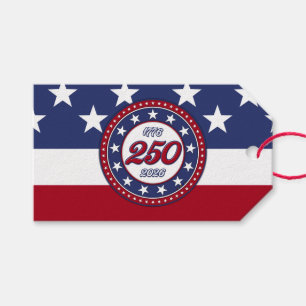 Etiqueta Para Presente Aniversário de 250 anos da América com a bandeira 