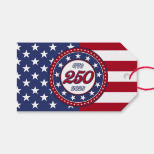 Etiqueta Para Presente Aniversário de 250 anos da América com a bandeira 