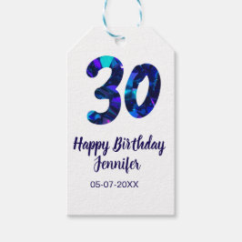 Etiqueta Para Presente aniversário de 30 anos adicionar nome data ano azu