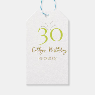 ETIQUETA PARA PRESENTE ANIVERSÁRIO DE 30 ANOS GREEN GOLD PASTEL DESENHADO