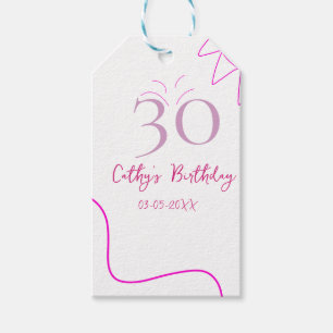 ETIQUETA PARA PRESENTE ANIVERSÁRIO DE 30 ANOS PINK ROXO PASTEL DESENHADO 