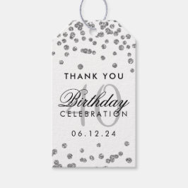 Etiqueta Para Presente Aniversário de 40 anos De Prata Obrigado Glitter C