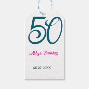 Etiqueta Para Presente aniversário de 50 anos adicionar nome ano turquesa