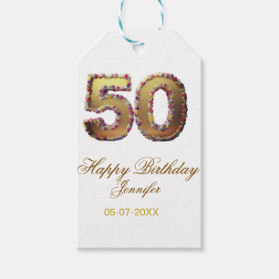 Etiqueta Para Presente aniversário de 50 anos adicionar nome data ano dou