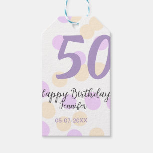 Etiqueta Para Presente aniversário de 50 anos adicionar nome data roxo la