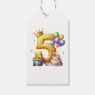 Etiqueta Para Presente Aniversário de 5 anos dourado
