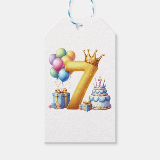 Etiqueta Para Presente Aniversário de 7 anos dourado (Frente)