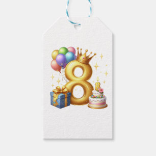 Etiqueta Para Presente Aniversário de 8 anos dourado