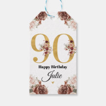 Aniversário de 90 anos Dourado e Bordô Floral Pers