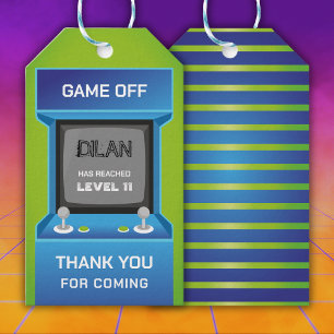 Etiqueta Para Presente Aniversário de Arcade, convite de aniversário de j