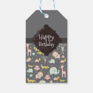Etiqueta Para Presente Aniversário de Arte de Animais Selvagens Cutes Co