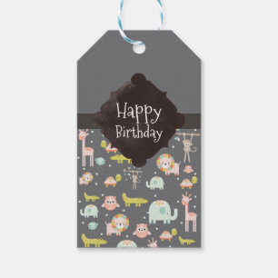 Etiqueta Para Presente Aniversário de Arte de Animais Selvagens Cutes Col