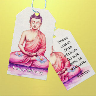 Etiqueta Para Presente Aniversário de Buda, Aquarela, Meditação / Yoga