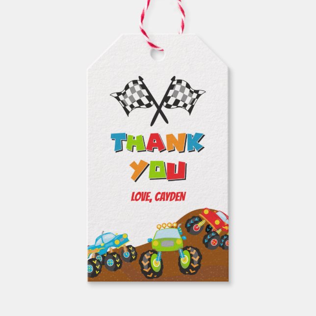 Etiqueta Para Presente Aniversário de caminhão monstro (Frente)