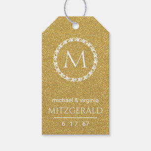 Etiqueta Para Presente Aniversário de Casamento da Imagem Dourada Glitter