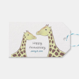 Etiqueta Para Presente Aniversário de Casamento de Casal Giraffe